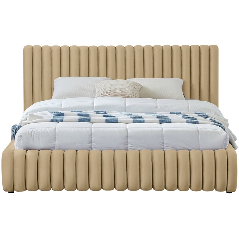 Meridian Furniture Nico Camel Velvet King Bed