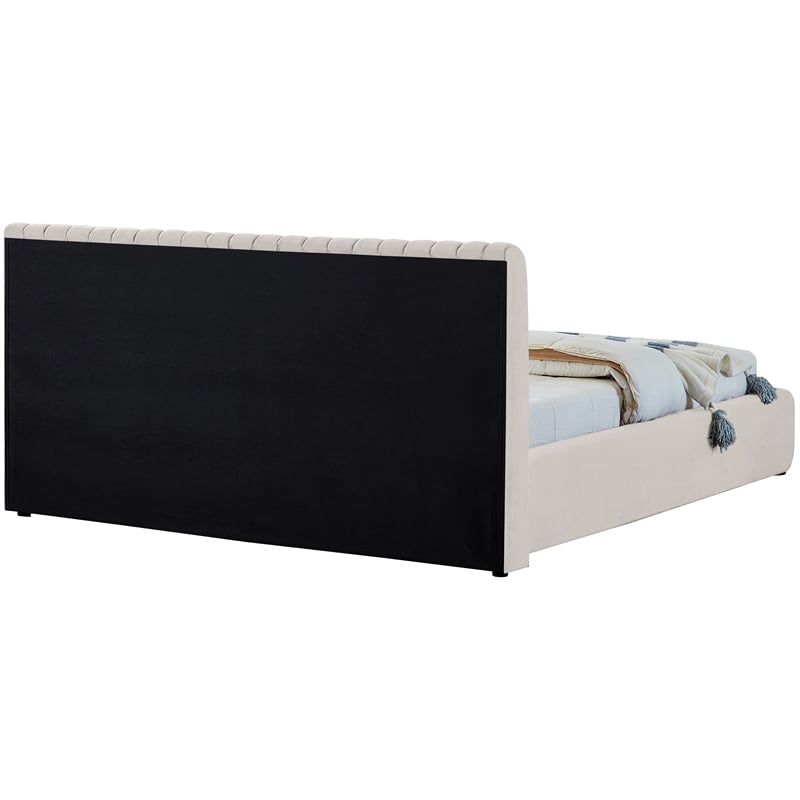 Meridian Furniture Nico Cream Velvet Queen Bed
