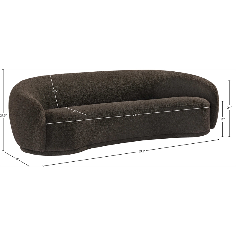 Meridian Furniture Hyde Brown Boucle Fabric Sofa