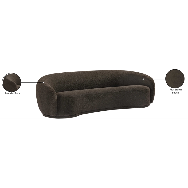 Meridian Furniture Hyde Brown Boucle Fabric Sofa