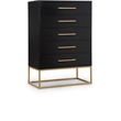 Meridian Furniture Maxine Black Chest with Gold Metal Legs and Handle