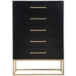 Meridian Furniture Maxine Black Chest with Gold Metal Legs and Handle