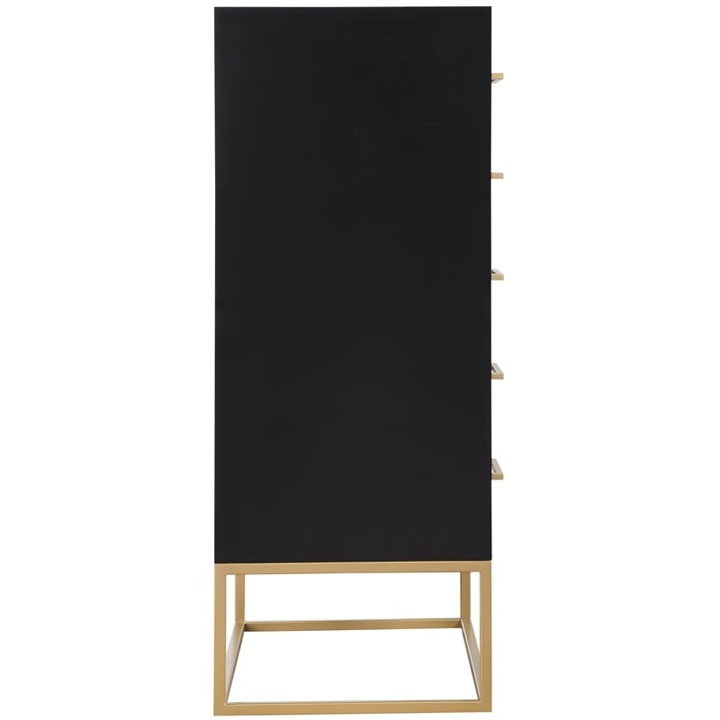 Meridian Furniture Maxine Black Chest with Gold Metal Legs and Handle
