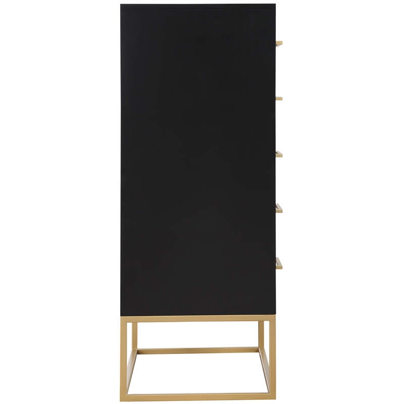 Meridian Furniture Maxine Black Chest with Gold Metal Legs and Handle