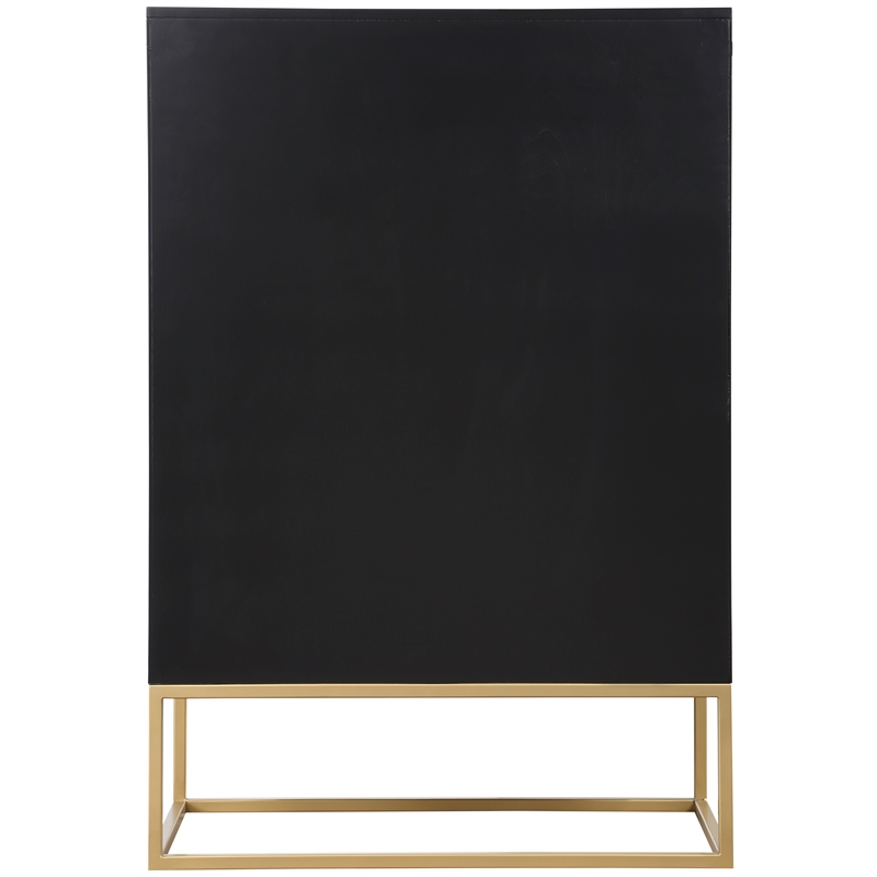 Meridian Furniture Maxine Black Chest with Gold Metal Legs and Handle