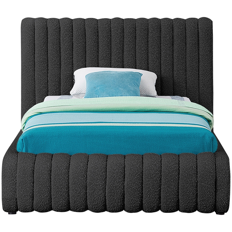 Meridian Furniture Nash Black Boucle Fabric Twin Bed