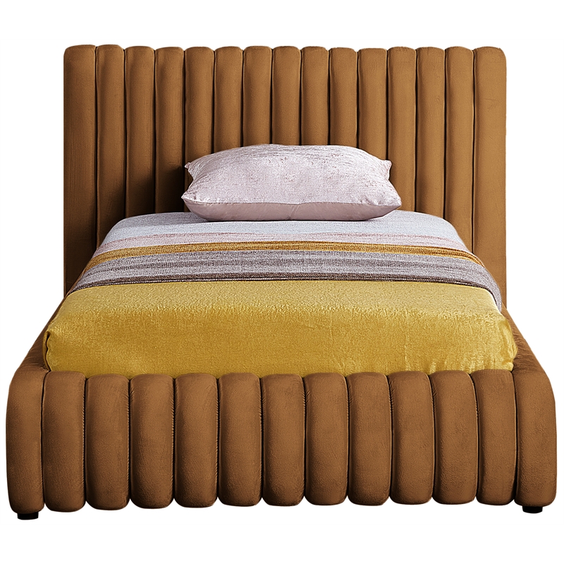 Meridian Furniture Nico Saddle Velvet Twin Bed