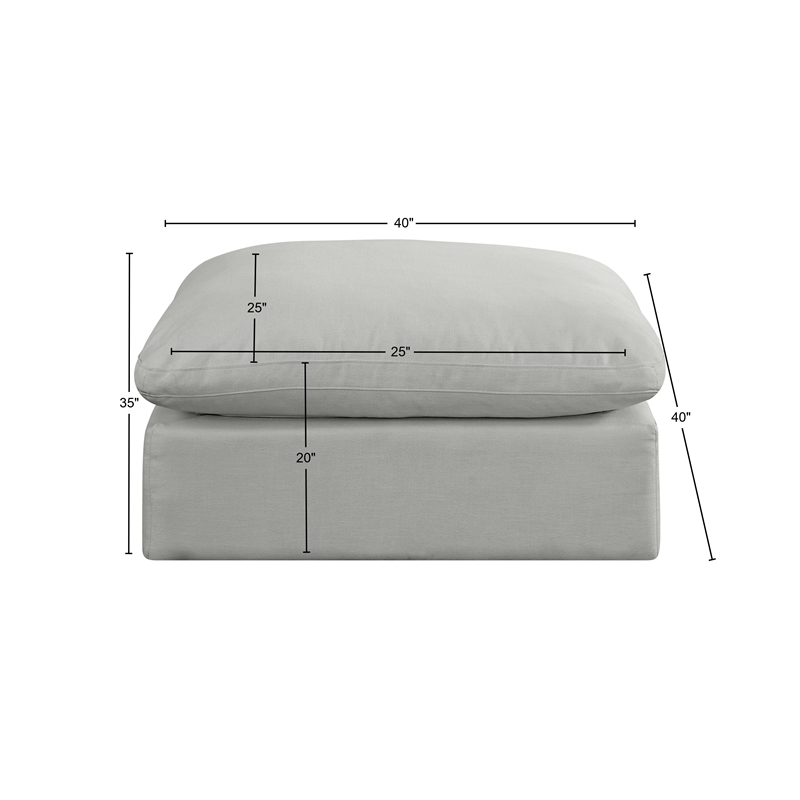 Meridian Furniture Comfy Grey Linen Textured Fabric Ottoman