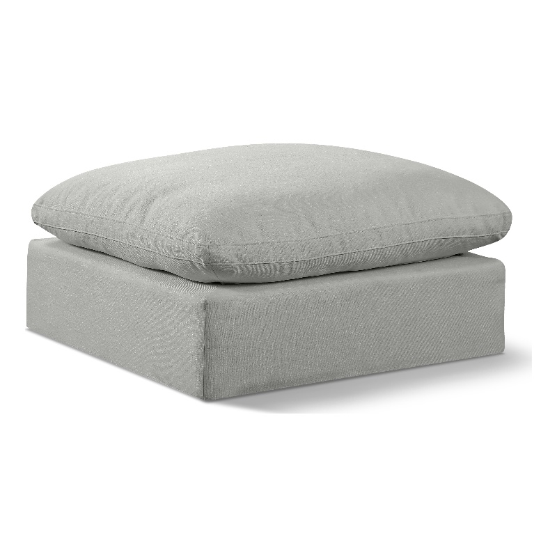 Meridian Furniture Comfy Grey Linen Textured Fabric Ottoman