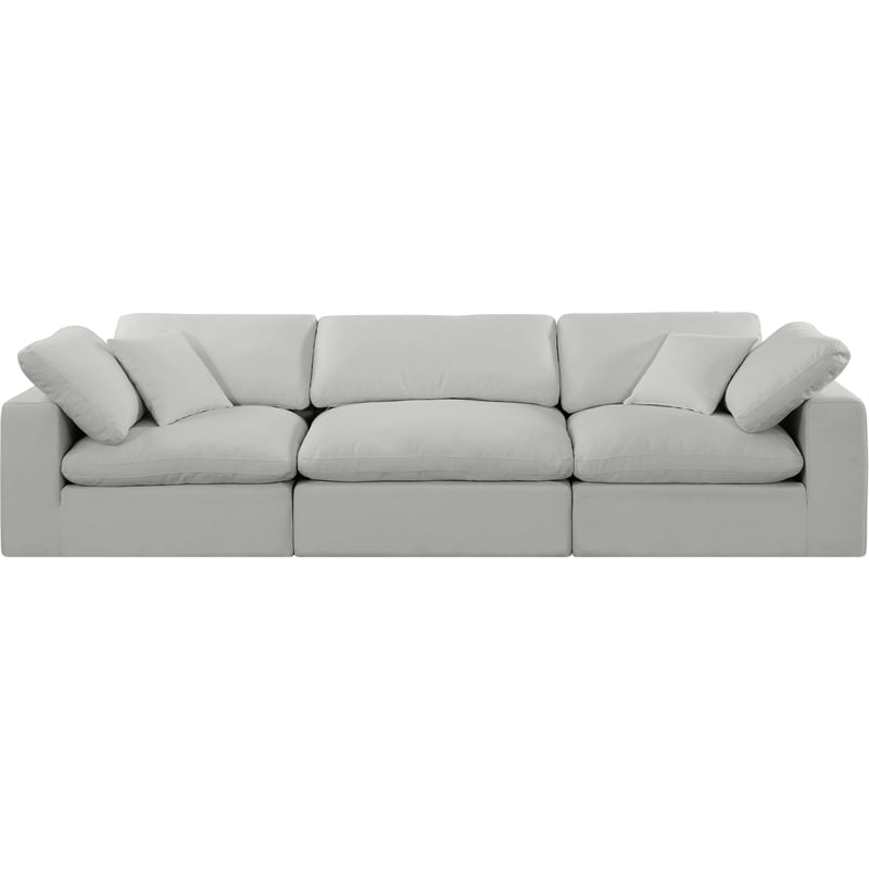 Meridian Furniture Comfy Grey Linen Textured Fabric 3-Pc. Modular Sofa