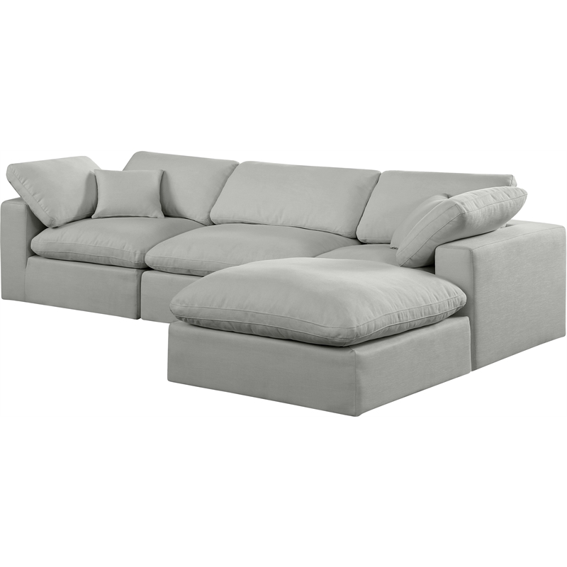 Meridian Furniture Comfy Grey Linen Textured Fabric 4-Pc. Modular Sectional
