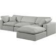 Meridian Furniture Comfy Grey Linen Textured Fabric 4-Pc. Modular Sectional