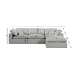 Meridian Furniture Comfy Grey Linen Textured Fabric 4-Pc. Modular Sectional