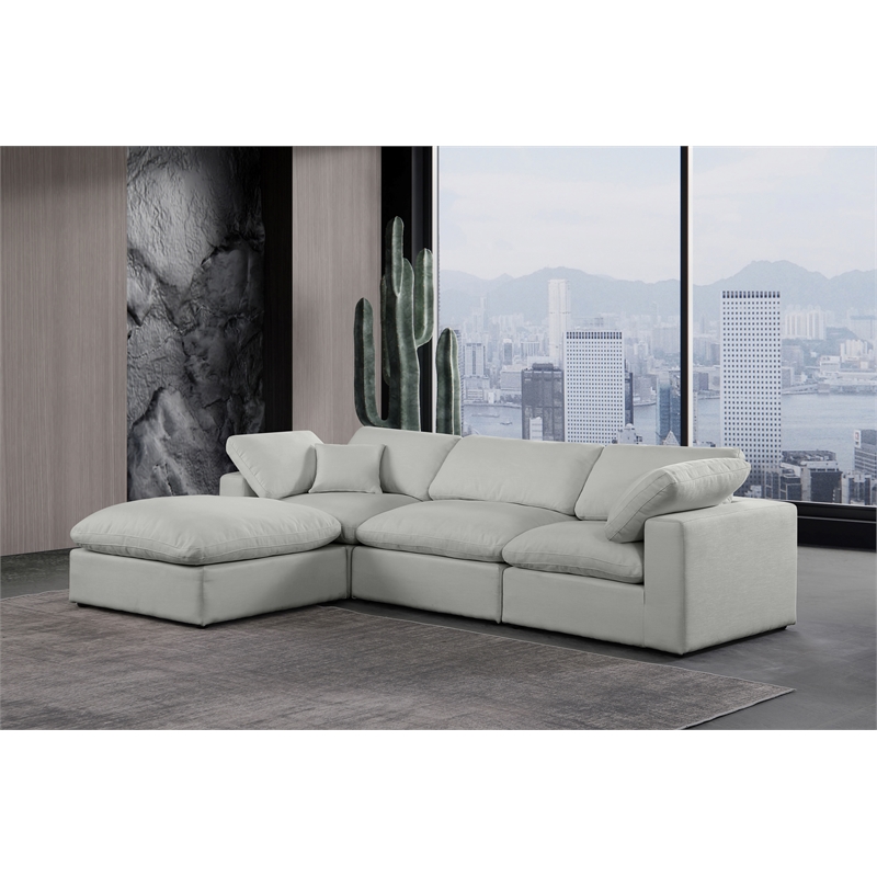 Meridian Furniture Comfy Grey Linen Textured Fabric 4-Pc. Modular Sectional