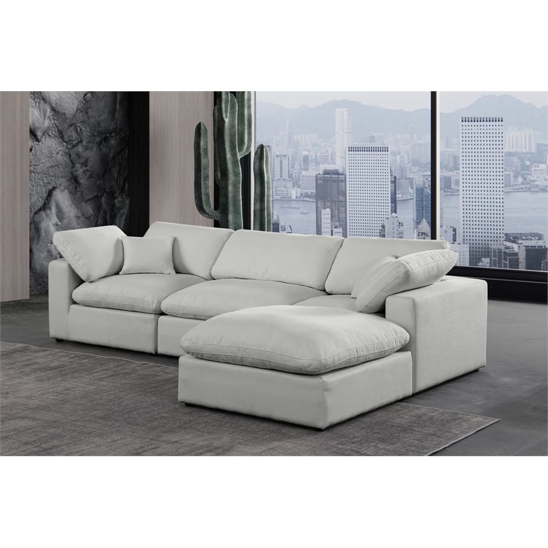 Meridian Furniture Comfy Grey Linen Textured Fabric 4-Pc. Modular Sectional