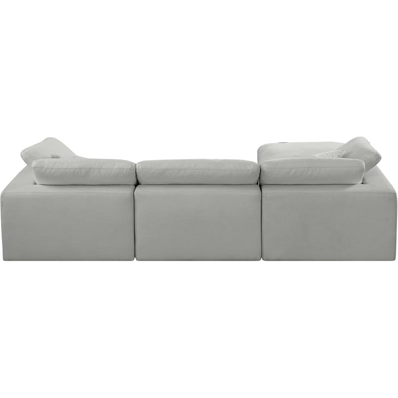 Meridian Furniture Comfy Grey Linen Textured Fabric 4-Pc. Modular Sectional