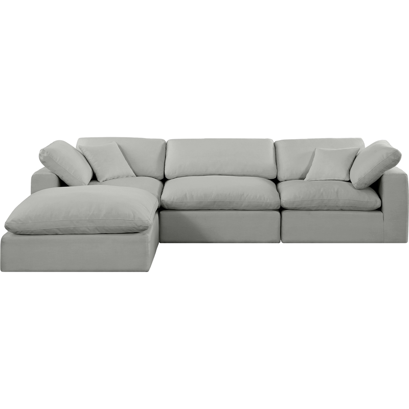 Meridian Furniture Comfy Grey Linen Textured Fabric 4-Pc. Modular Sectional