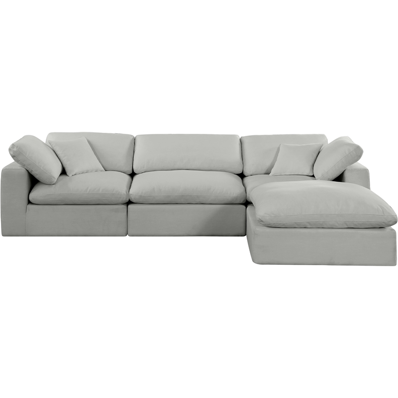 Meridian Furniture Comfy Grey Linen Textured Fabric 4-Pc. Modular Sectional