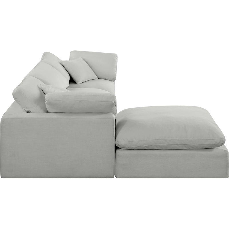 Meridian Furniture Comfy Grey Linen Textured Fabric 4-Pc. Modular Sectional