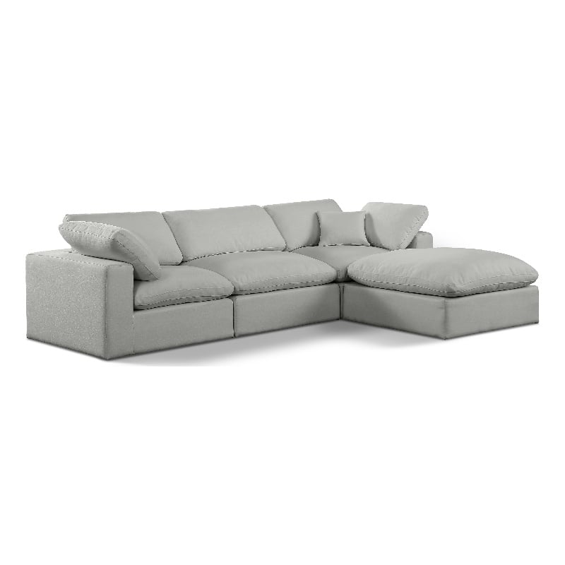 Meridian Furniture Comfy Grey Linen Textured Fabric 4-Pc. Modular Sectional