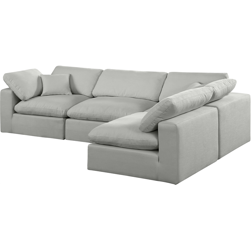 Meridian Furniture Comfy Grey Linen Textured Fabric 4-Pc. Modular Sectional