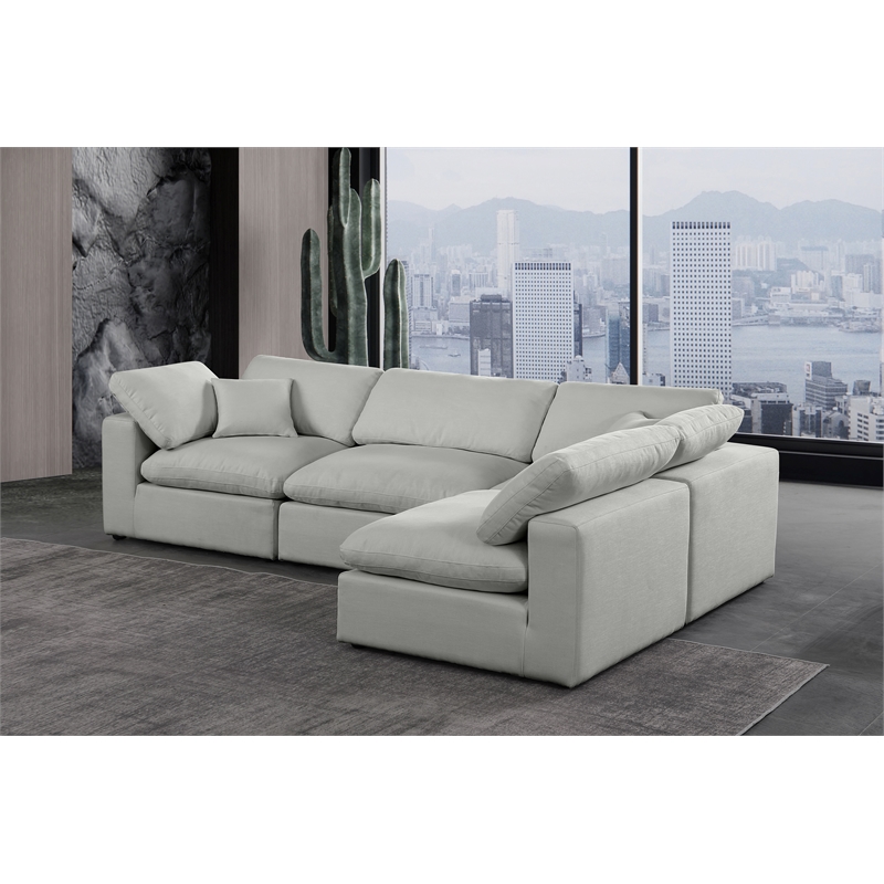 Meridian Furniture Comfy Grey Linen Textured Fabric 4-Pc. Modular Sectional