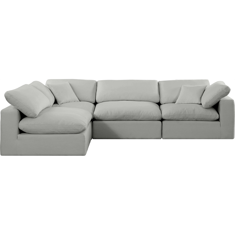 Meridian Furniture Comfy Grey Linen Textured Fabric 4-Pc. Modular Sectional