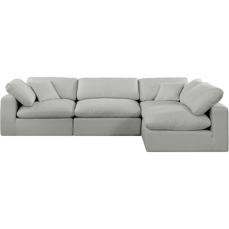 Meridian Furniture Comfy Grey Linen Textured Fabric 4-Pc. Modular Sectional