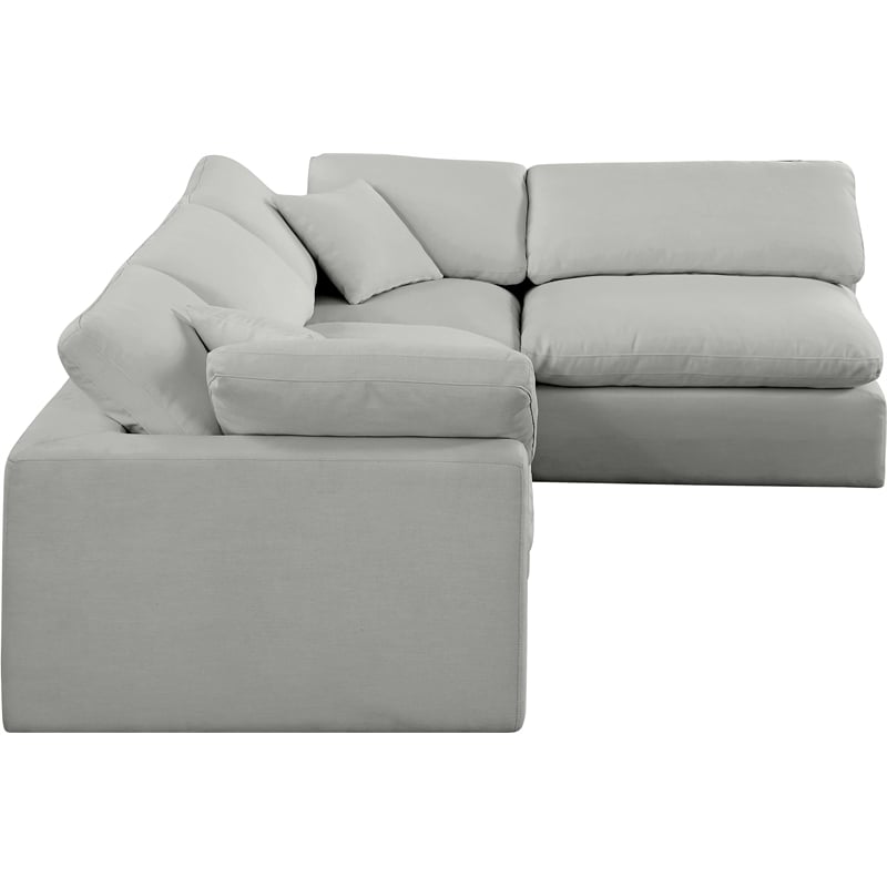 Meridian Furniture Comfy Grey Linen Textured Fabric 4-Pc. Modular Sectional