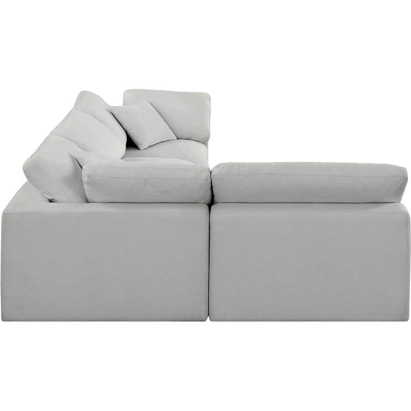 Meridian Furniture Comfy Grey Linen Textured Fabric 4-Pc. Modular Sectional