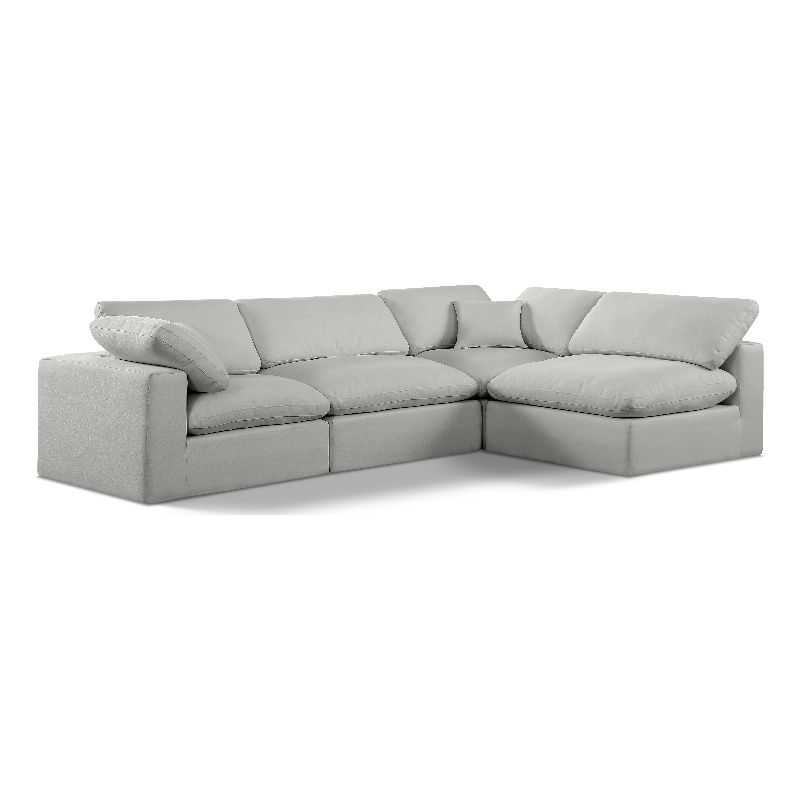Meridian Furniture Comfy Grey Linen Textured Fabric 4-Pc. Modular Sectional