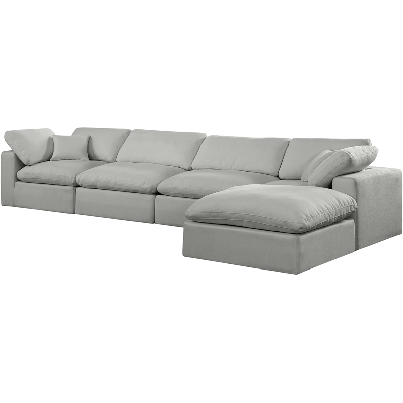 Meridian Furniture Comfy Grey Linen Textured Fabric 5-Pc. Modular Sectional
