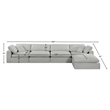 Meridian Furniture Comfy Grey Linen Textured Fabric 5-Pc. Modular Sectional