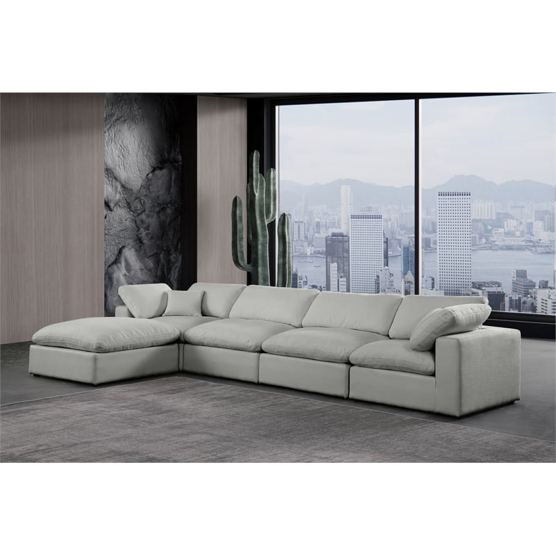 Meridian Furniture Comfy Grey Linen Textured Fabric 5-Pc. Modular Sectional