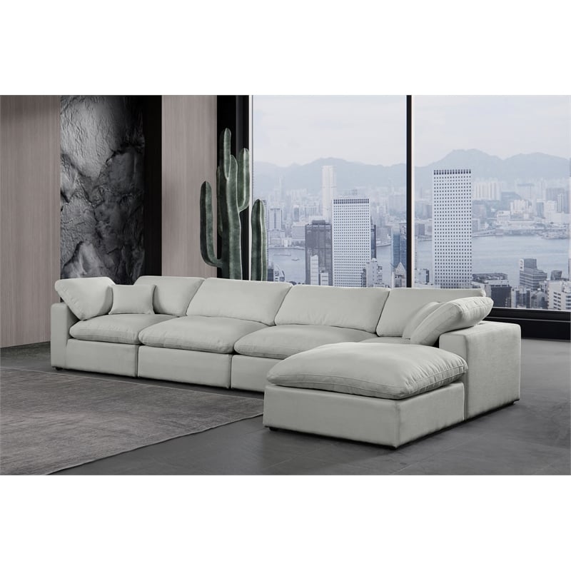 Meridian Furniture Comfy Grey Linen Textured Fabric 5-Pc. Modular Sectional