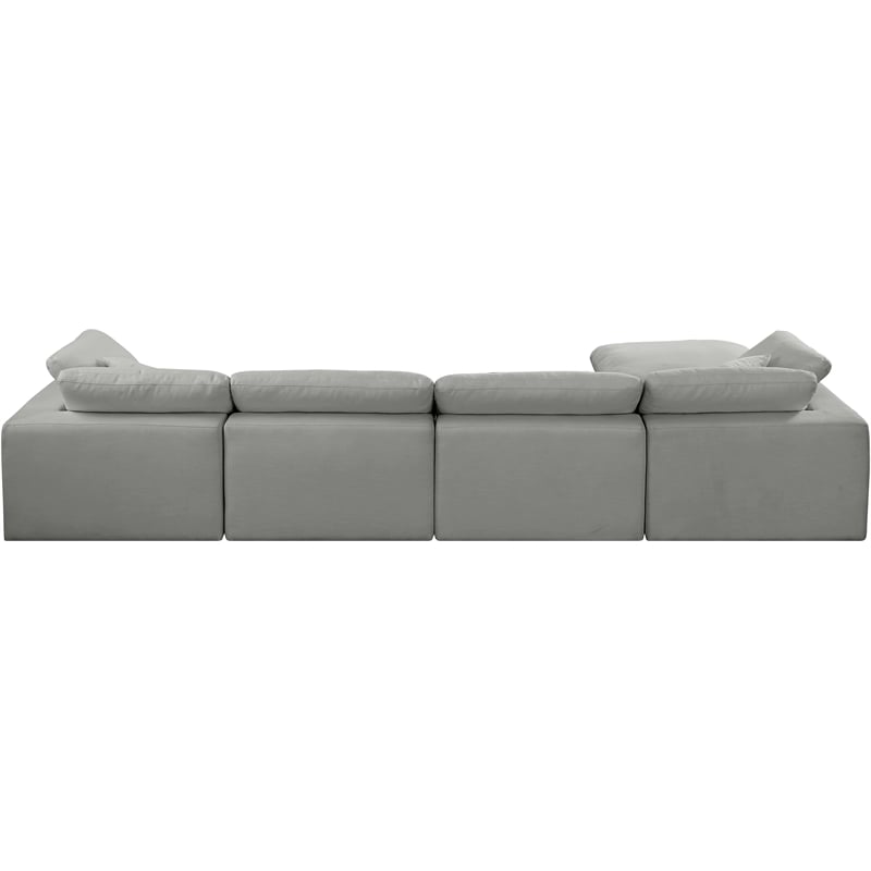 Meridian Furniture Comfy Grey Linen Textured Fabric 5-Pc. Modular Sectional