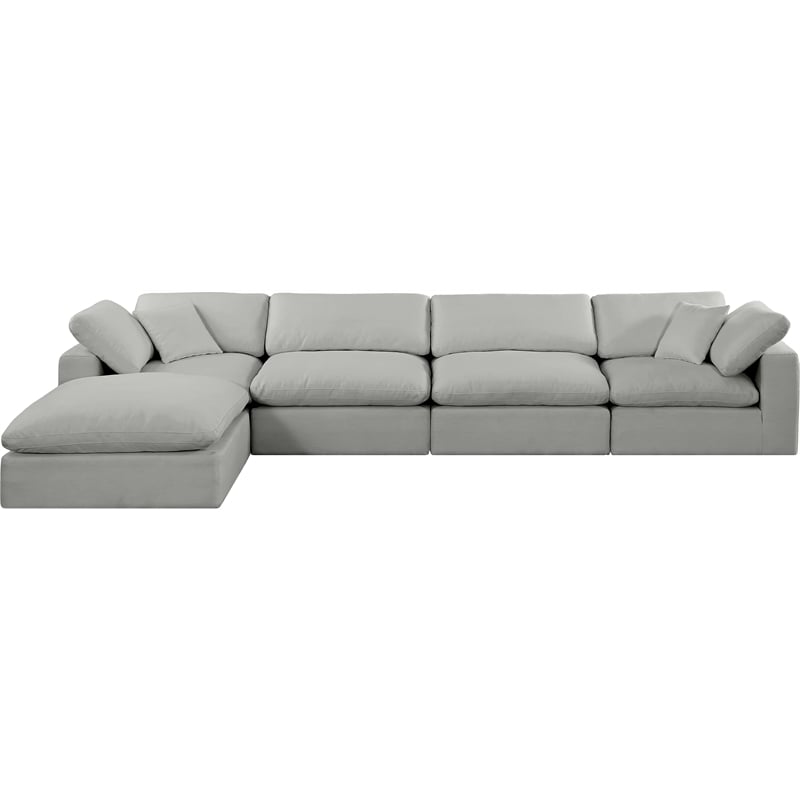 Meridian Furniture Comfy Grey Linen Textured Fabric 5-Pc. Modular Sectional