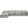 Meridian Furniture Comfy Grey Linen Textured Fabric 5-Pc. Modular Sectional