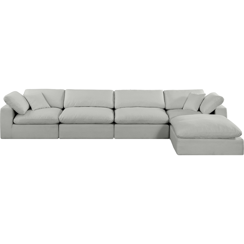 Meridian Furniture Comfy Grey Linen Textured Fabric 5-Pc. Modular Sectional