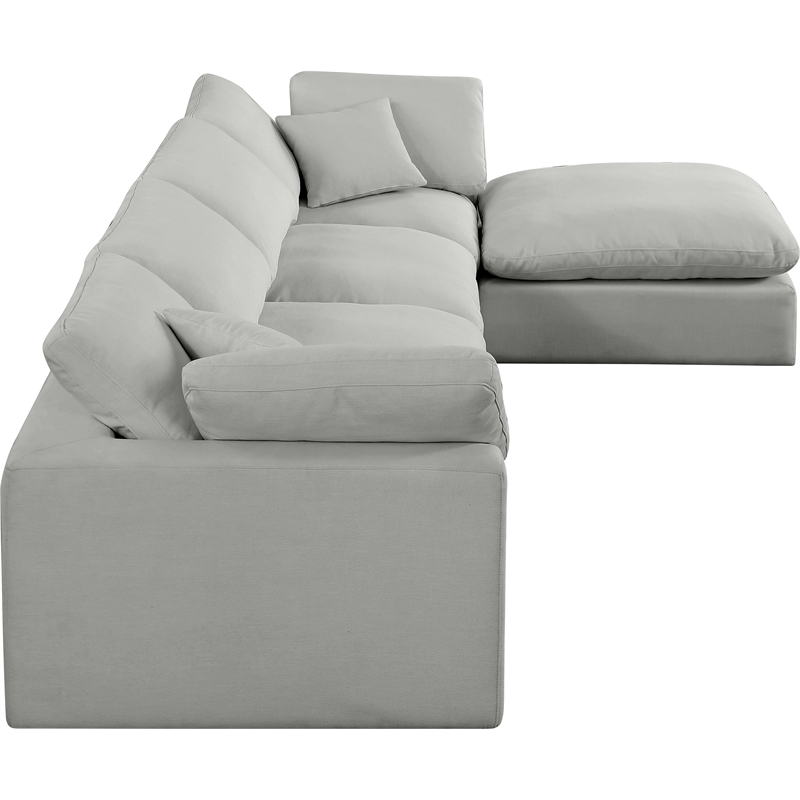 Meridian Furniture Comfy Grey Linen Textured Fabric 5-Pc. Modular Sectional