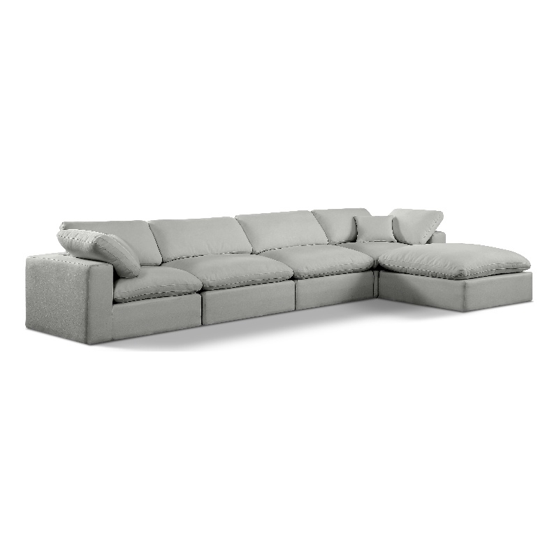 Meridian Furniture Comfy Grey Linen Textured Fabric 5-Pc. Modular Sectional