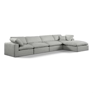 Meridian Furniture Comfy Grey Linen Textured Fabric 5-Pc. Modular Sectional