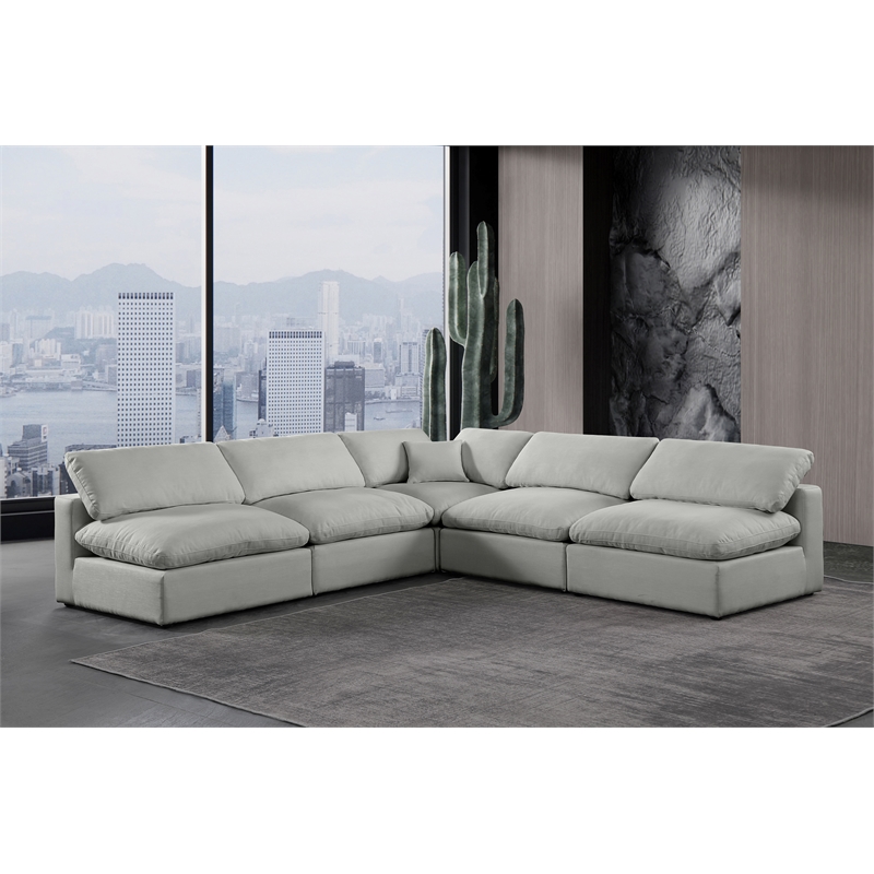 Meridian Furniture Comfy Grey Linen Textured Fabric 5-Pc. Modular Sectional