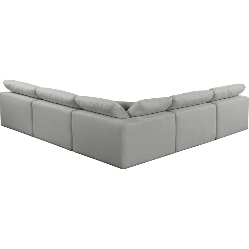 Meridian Furniture Comfy Grey Linen Textured Fabric 5-Pc. Modular Sectional