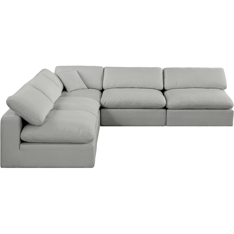 Meridian Furniture Comfy Grey Linen Textured Fabric 5-Pc. Modular Sectional