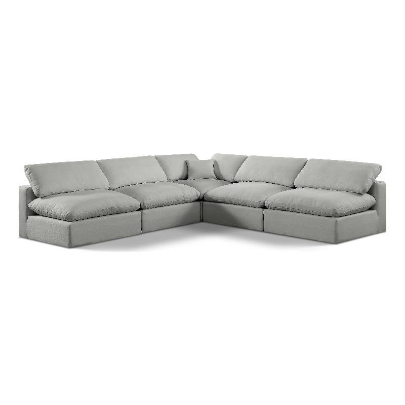 Meridian Furniture Comfy Grey Linen Textured Fabric 5-Pc. Modular Sectional