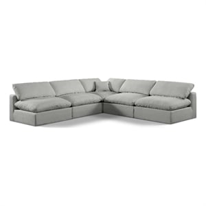 Meridian Furniture Comfy Grey Linen Textured Fabric 5-Pc. Modular Sectional