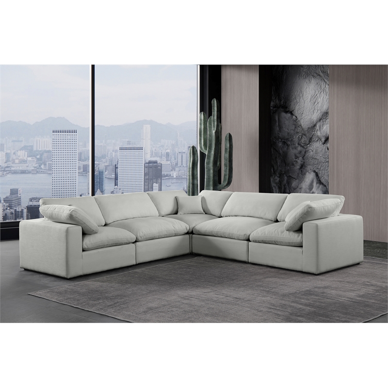 Meridian Furniture Comfy Grey Linen Textured Fabric 5-Pc. Modular Sectional