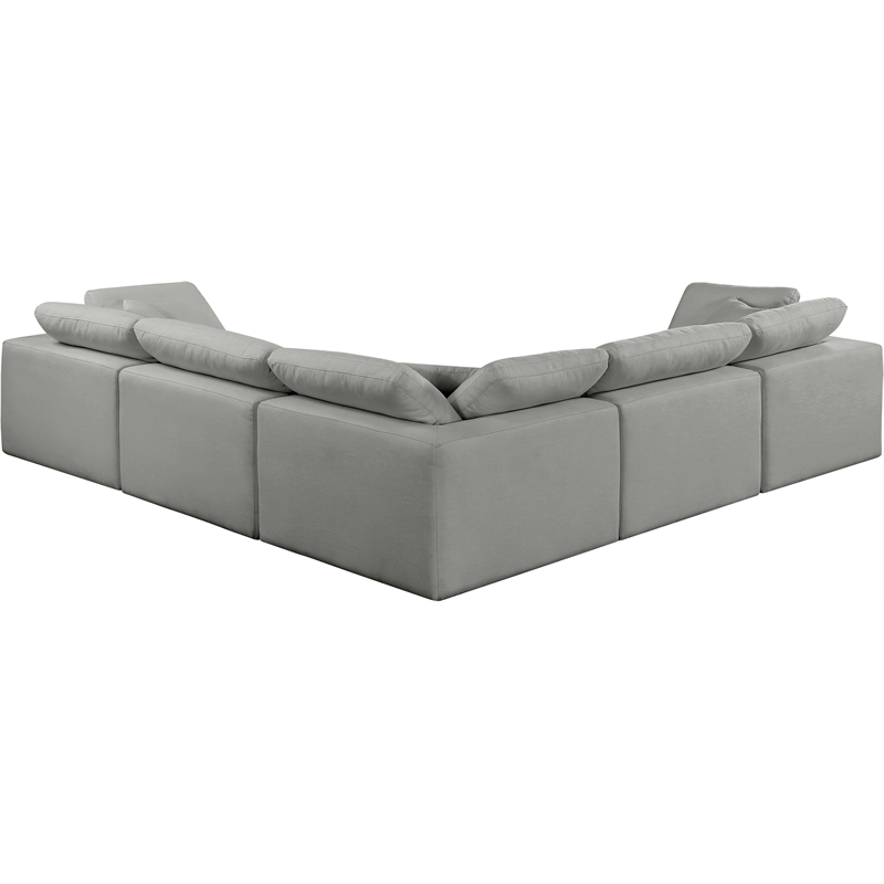 Meridian Furniture Comfy Grey Linen Textured Fabric 5-Pc. Modular Sectional