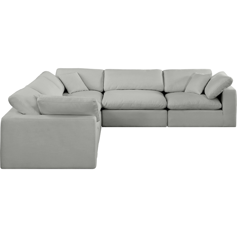 Meridian Furniture Comfy Grey Linen Textured Fabric 5-Pc. Modular Sectional